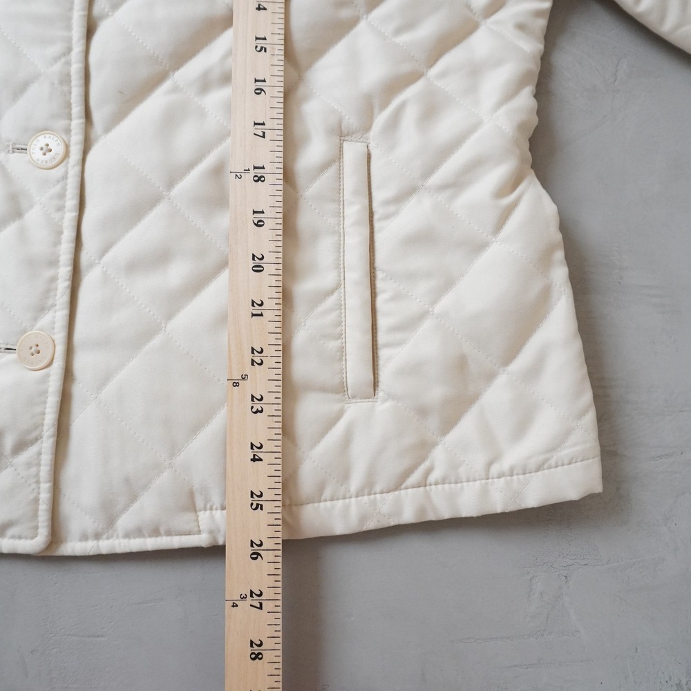 Ralph Lauren Quilted Jacket XL Womens Cream Diamond Stitch Gold Chain Trim Coat - Picture 9 of 9